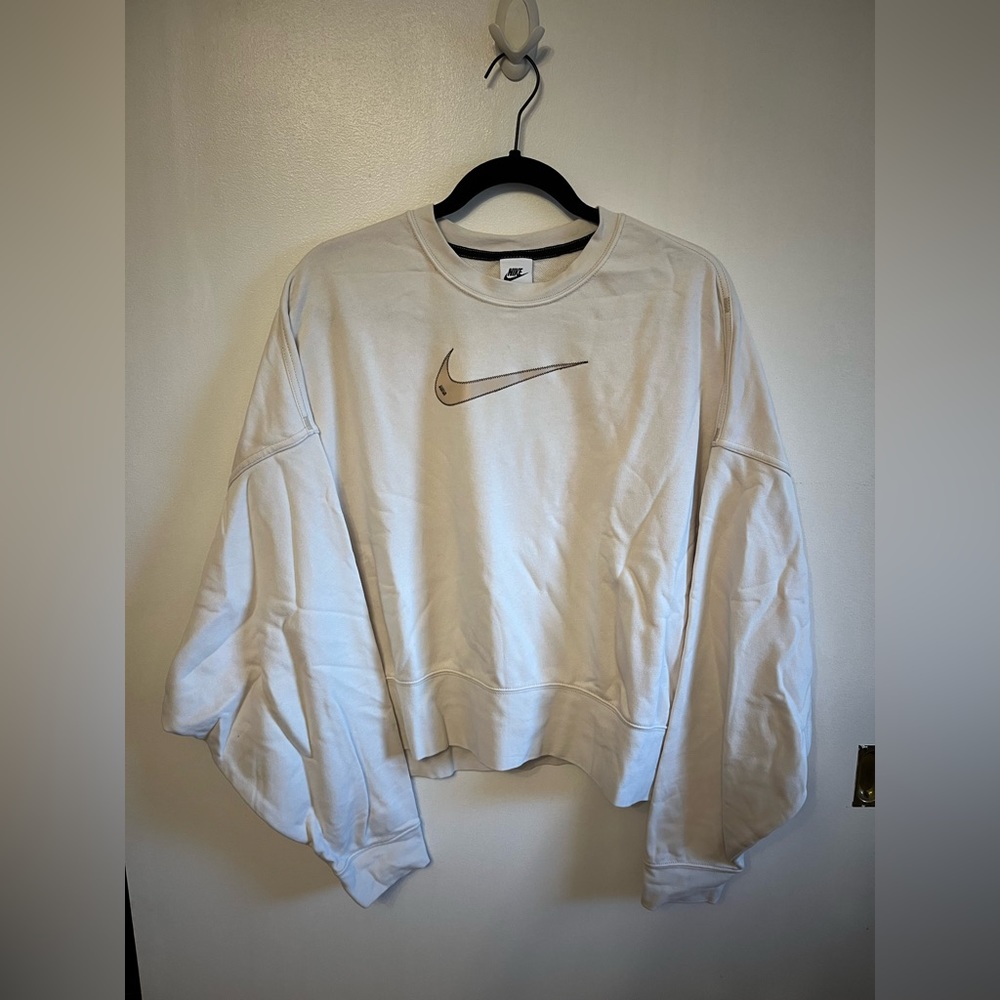 White Nike retro terry cropped sweatshirt